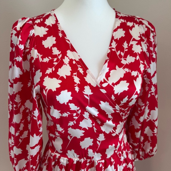 Never a Wallflower Floral Mini Wrap Dress Silk Blend NWT $298 Small - Picture 3 of 7